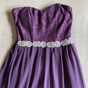 Plum Sparkle Strapless Long Dress Prom / Homecoming (Size 5)